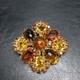 Vintage SCHREINER Unsigned Topaz Rhinestone Pin Brooch Gold Tone. 10015