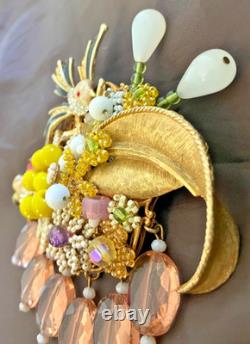 Vintage SET Brooch Pin & Earrings STANLEY HAGLER Figural SWEET BIRD in NEST