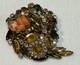 Vintage SHERMAN Unusual MCM Rhinestone & Glass Bead Modernist Domed Brooch