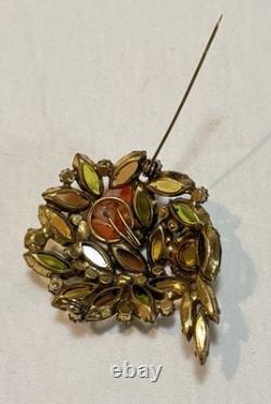 Vintage SHERMAN Unusual MCM Rhinestone & Glass Bead Modernist Domed Brooch Vintage SHERMAN Unusual MCM Rhinestone & Glass Bead Modernist Domed Brooch