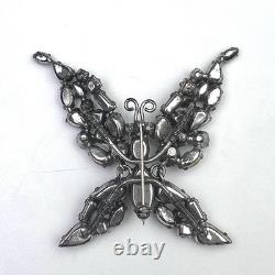 Vintage Schreiner Brooch Rhinestone Butterfly Trembler Pin Brown Verified