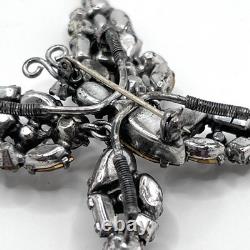 Vintage Schreiner Brooch Rhinestone Butterfly Trembler Pin Brown Verified