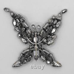 Vintage Schreiner Brooch Rhinestone Butterfly Trembler Pin Brown Verified