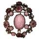 Vintage Schreiner New York Brooch Pink Marbled Cabochon Rhinestones Faux Pearls