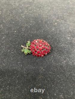 Vintage Schreiner New York strawberry brooch signed charity DS76