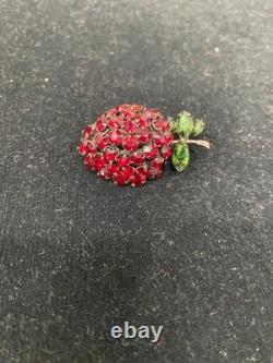 Vintage Schreiner New York strawberry brooch signed charity DS76