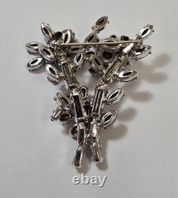 Vintage Schreiner Purple Lavendar Rhinestone Flower Trembler Brooch
