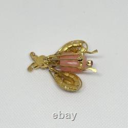 Vintage Schreiner Rhinestone Movable Wings Bumble Bee Bug Pin Gold Plated