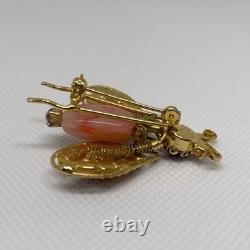 Vintage Schreiner Rhinestone Movable Wings Bumble Bee Bug Pin Gold Plated