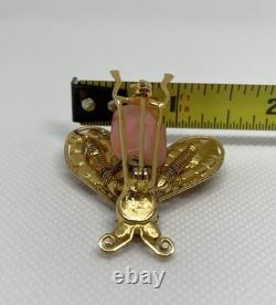 Vintage Schreiner Rhinestone Movable Wings Bumble Bee Bug Pin Gold Plated
