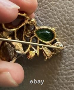 Vintage Selro Selina Silver Tone Multi-color Rhinestone Necklace And Brooch