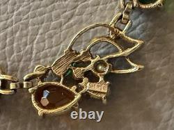 Vintage Selro Selina Silver Tone Multi-color Rhinestone Necklace And Brooch