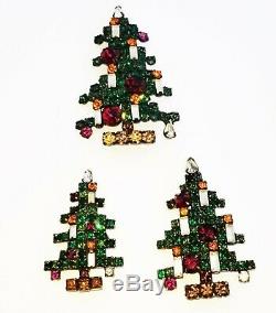 Vintage Set of 3 Weiss Christmas Tree Pins Brooch 6 candles 5 candles 3 candles