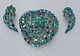 Vintage Sherman Teal Rhinestone Trinity Circle Pin Brooch Earring Set