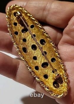 Vintage Signed ART Goldtone Multicolor Crystal Rhinestones Brooch