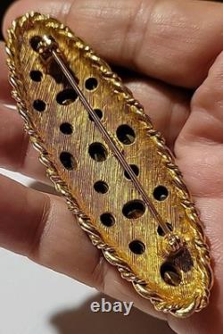 Vintage Signed ART Goldtone Multicolor Crystal Rhinestones Brooch