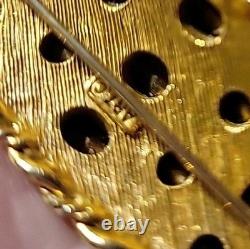 Vintage Signed ART Goldtone Multicolor Crystal Rhinestones Brooch