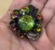 Vintage Signed Alice Caviness Brooch Watermelon Rivoli Silver Tone