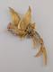 Vintage Signed Boucher 7471 Gold Tone Pastel Rhinestone Bird Of Paradise Brooch