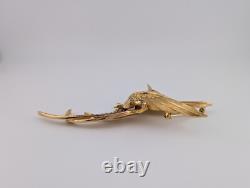 Vintage Signed Boucher 7471 Gold Tone Pastel Rhinestone Bird Of Paradise Brooch