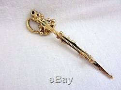 Vintage Signed CINER Moghul Jeweled Rhinestone & Enamel Sword Pin Brooch