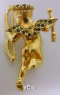 Vintage Signed Ciner Rhinestone Cupid Angel Pin Brooch