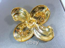 Vintage Signed Coro Craft Huge Gold Tone Trillion & Round Rhinestone Brooch