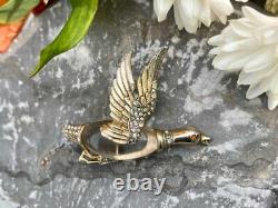 Vintage Signed Coro Jelly Belly & Rhinestone Mallard Duck Figural Brooch Pin