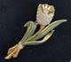 Vintage Signed Coro Trembler Brooch Tulip Flower Enamel Rhinestone Alfred Katz