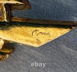 Vintage Signed Coro Trembler Brooch Tulip Flower Enamel Rhinestone Alfred Katz