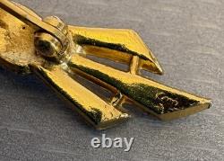 Vintage Signed Coro Trembler Brooch Tulip Flower Enamel Rhinestone Alfred Katz