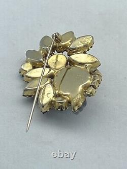 Vintage Signed Edlee Molded Glass Nautilus Prong Set Rhinestone Pin Brooch