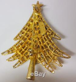 Vintage Signed Eisenberg ICE Rhinestone Christmas Tree Brooch Pin