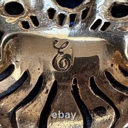 Vintage Signed Eisenberg Multi Color Rhinestone Flower Basket Brooch Large Gold