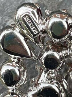 Vintage Signed Eisenberg Rhinestone Ribbon Ice Brooch & Clip Earrings Pin Set