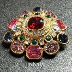 Vintage Signed JOAN RIVERS Multicolored Swarovski Crystal Brooch 2