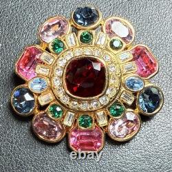 Vintage Signed JOAN RIVERS Multicolored Swarovski Crystal Brooch 2