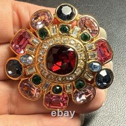 Vintage Signed JOAN RIVERS Multicolored Swarovski Crystal Brooch 2