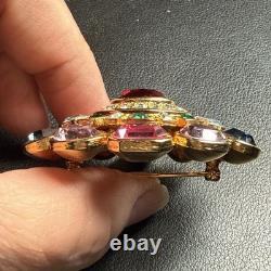 Vintage Signed JOAN RIVERS Multicolored Swarovski Crystal Brooch 2