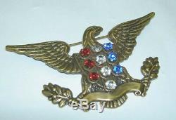 Vintage Signed JOSEFF OF HOLLYWOOD Rhinestone USA Eagle Pin Brooch 3.25 Wide