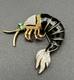 Vintage Signed KENNETH LANE Shrimp Brooch 2.5 Emerald Eye Couture Statement Pin