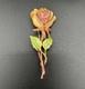 Vintage Signed KRAMER OF NEW YORK Pink Rhinestone Rose Brooch 3.5 MCM Pin
