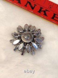 Vintage Signed KRAMER of New York Brooch Green and Clear Rhinestone