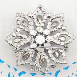 Vintage Signed Kramer Lavender Icy Purple Rhinestone Flower Star Brooch Pin 2.5