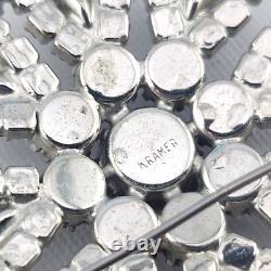 Vintage Signed Kramer Lavender Icy Purple Rhinestone Flower Star Brooch Pin 2.5