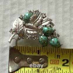 Vintage Signed Pennino Crystal Rhinestone Dragons Egg Silver Tone Flower Brooch