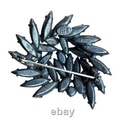 Vintage Signed REGENCY Purple Pink Navette Red AB Rhinestones Brooch Japanned