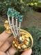 Vintage Signed Reinad Green Rhinestones Flower Brooch Large