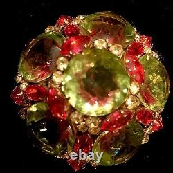 Vintage Signed SCHREINER NEW YORK Watermelon Cabochon Glass Dome Brooch Pendant
