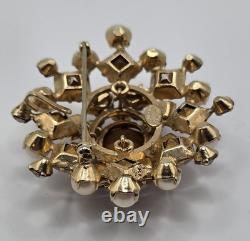 Vintage Signed SCHREINER New York Multi Tiered Rhinestone Pearl Brooch Pendant
